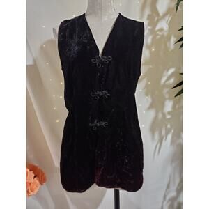 Vtg Younique Crushed Velvet Ombre Mandarin Button Tunic Vest Size S Whimsigoth